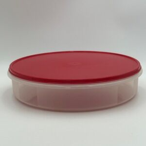 Tupperware Round Storage Container 12 inch Red Lid Translucent Base 4888A-1